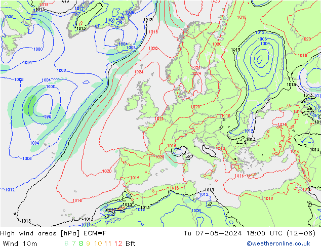 High wind areas ECMWF mar 07.05.2024 18 UTC