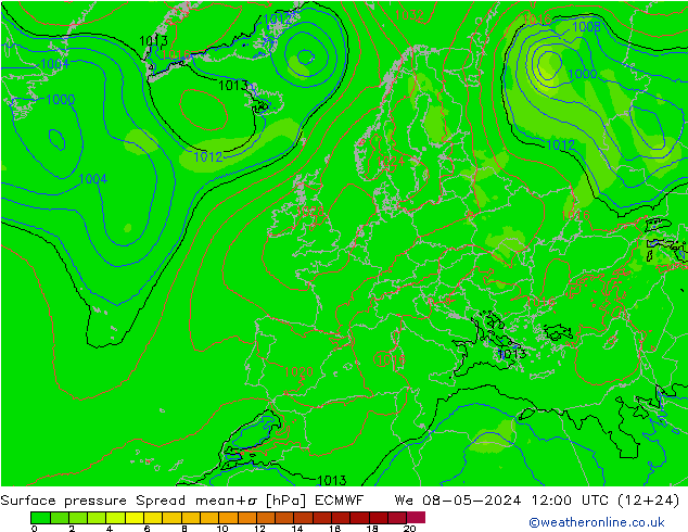 Bodendruck Spread ECMWF Mi 08.05.2024 12 UTC
