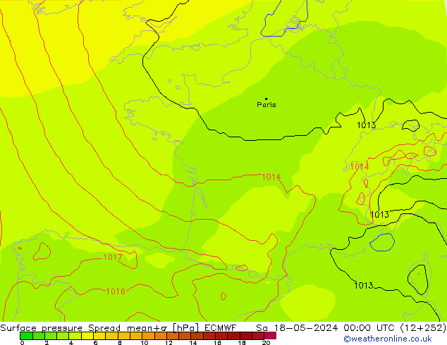 pression de l'air Spread ECMWF sam 18.05.2024 00 UTC