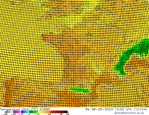 Temperature (2m) ECMWF We 08.05.2024 12 UTC