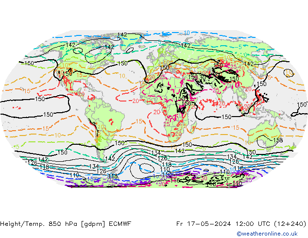 Yükseklik/Sıc. 850 hPa ECMWF Cu 17.05.2024 12 UTC