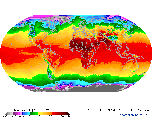 température (2m) ECMWF mer 08.05.2024 12 UTC