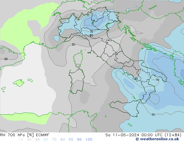 RH 700 hPa ECMWF So 11.05.2024 00 UTC