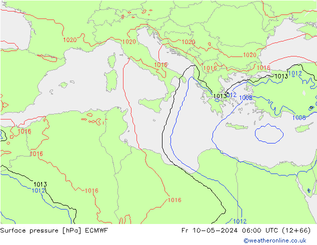 pressão do solo ECMWF Sex 10.05.2024 06 UTC
