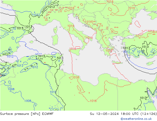 Yer basıncı ECMWF Paz 12.05.2024 18 UTC