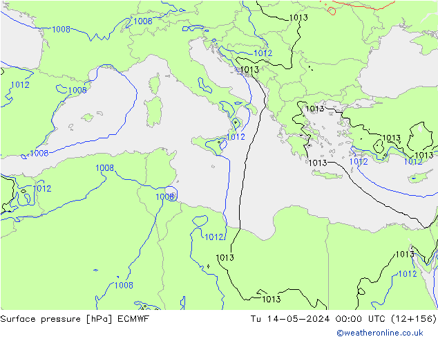 Surface pressure ECMWF Tu 14.05.2024 00 UTC