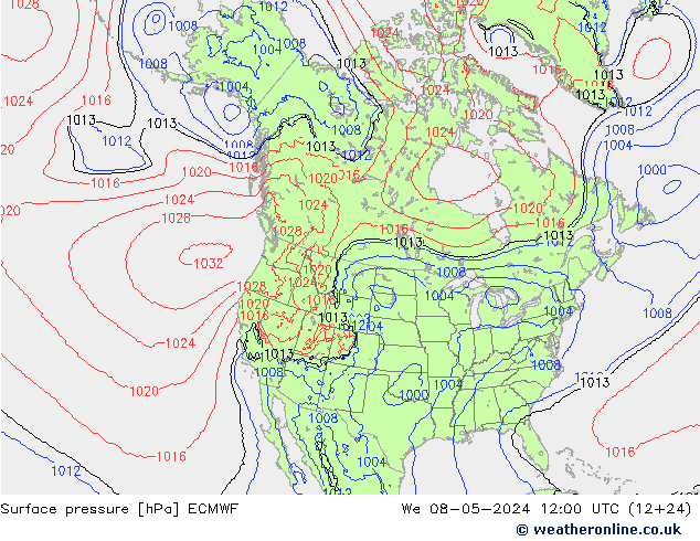 Bodendruck ECMWF Mi 08.05.2024 12 UTC