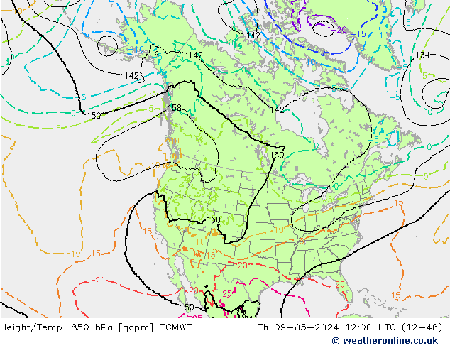 Height/Temp. 850 hPa ECMWF Do 09.05.2024 12 UTC