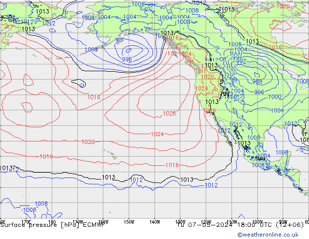 ciśnienie ECMWF wto. 07.05.2024 18 UTC