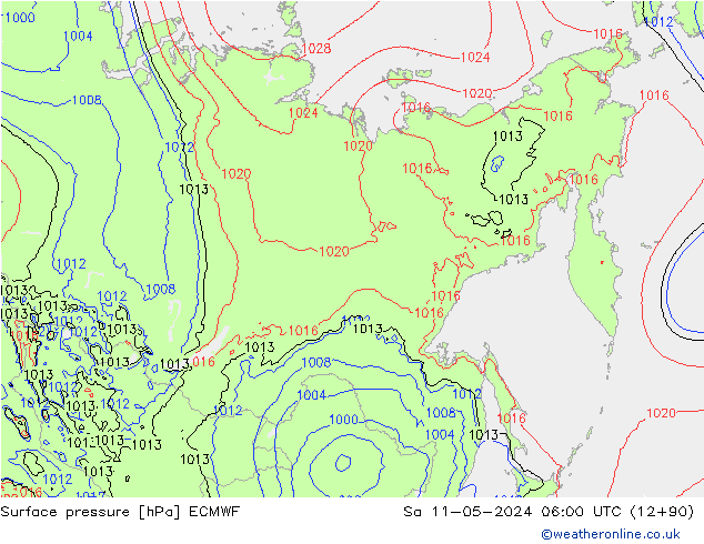 Atmosférický tlak ECMWF So 11.05.2024 06 UTC