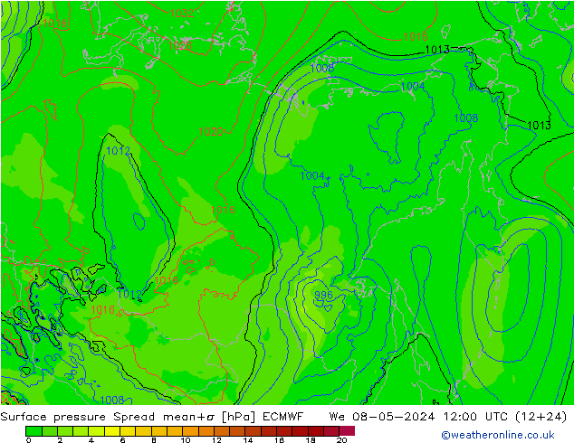 Yer basıncı Spread ECMWF Çar 08.05.2024 12 UTC