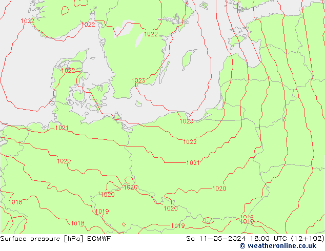 Pressione al suolo ECMWF sab 11.05.2024 18 UTC