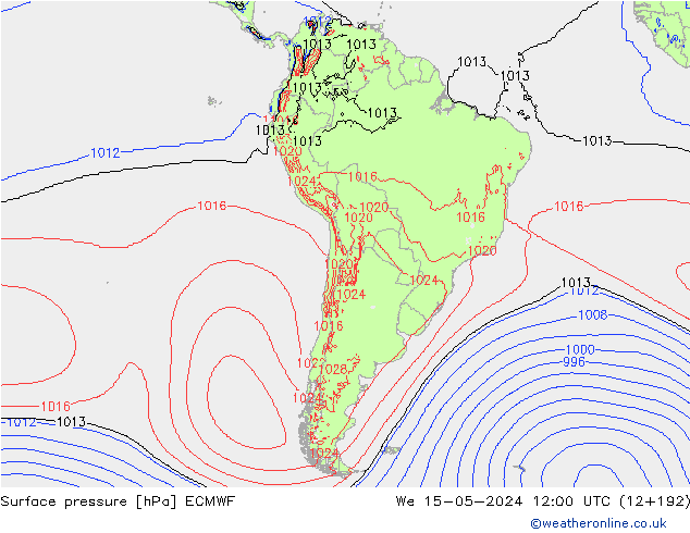 pression de l'air ECMWF mer 15.05.2024 12 UTC
