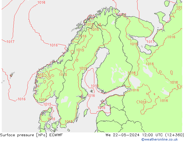 Yer basıncı ECMWF Çar 22.05.2024 12 UTC