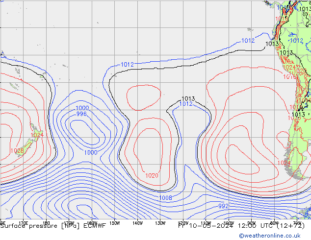 Pressione al suolo ECMWF ven 10.05.2024 12 UTC