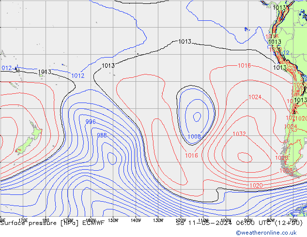 pressão do solo ECMWF Sáb 11.05.2024 06 UTC