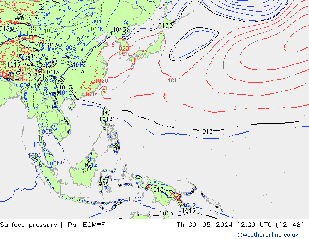 Surface pressure ECMWF Th 09.05.2024 12 UTC