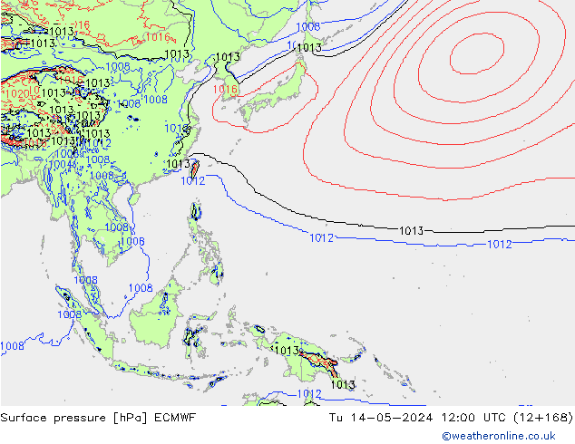 pressão do solo ECMWF Ter 14.05.2024 12 UTC