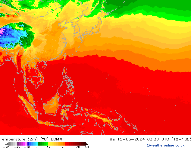 Temperature (2m) ECMWF We 15.05.2024 00 UTC