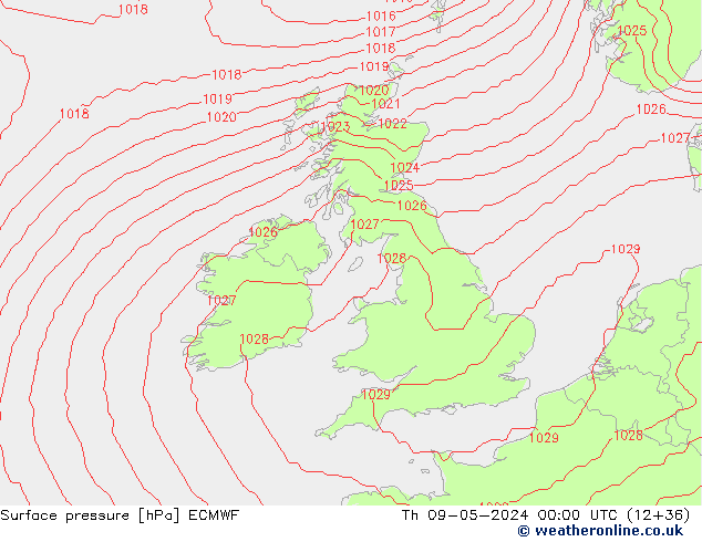 Surface pressure ECMWF Th 09.05.2024 00 UTC