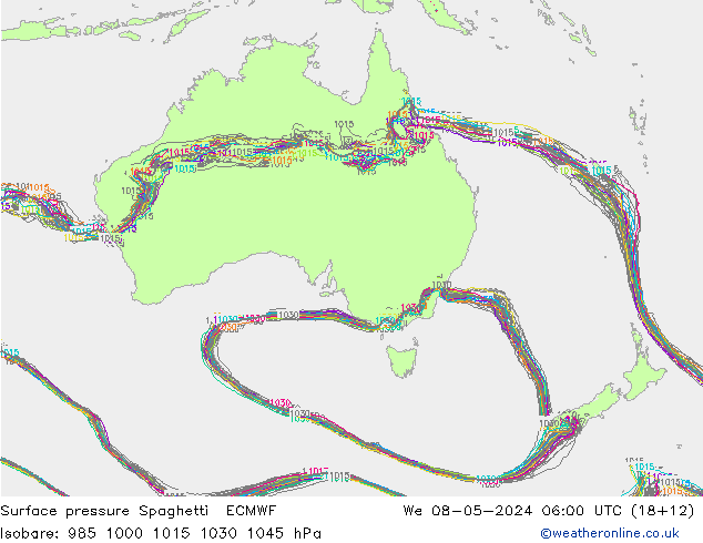 Luchtdruk op zeeniveau Spaghetti ECMWF wo 08.05.2024 06 UTC