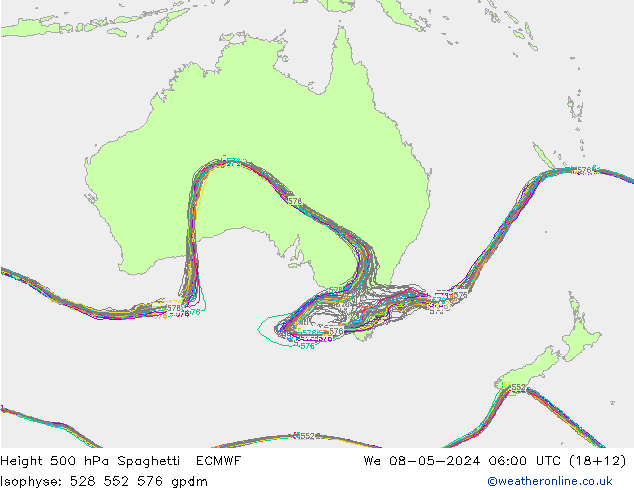 Géop. 500 hPa Spaghetti ECMWF mer 08.05.2024 06 UTC