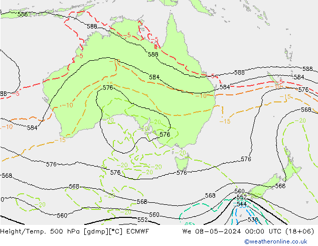 Yükseklik/Sıc. 500 hPa ECMWF Çar 08.05.2024 00 UTC