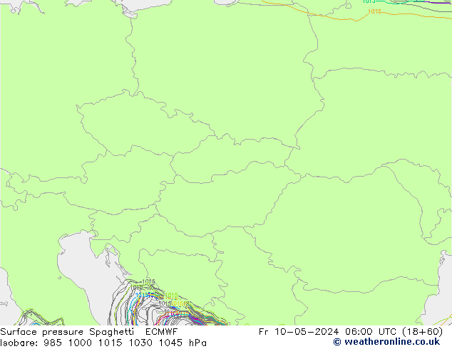 Surface pressure Spaghetti ECMWF Fr 10.05.2024 06 UTC