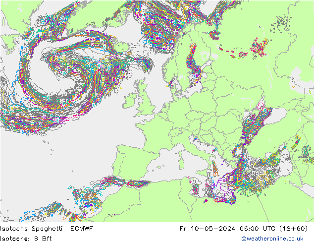 Isotachen Spaghetti ECMWF vr 10.05.2024 06 UTC