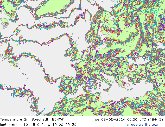 Sıcaklık Haritası 2m Spaghetti ECMWF Çar 08.05.2024 06 UTC