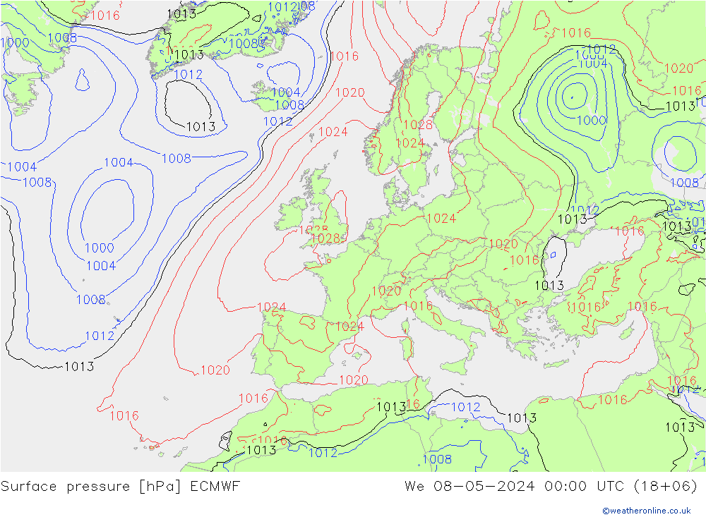Atmosférický tlak ECMWF St 08.05.2024 00 UTC