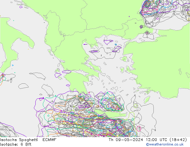 Isotachs Spaghetti ECMWF Qui 09.05.2024 12 UTC