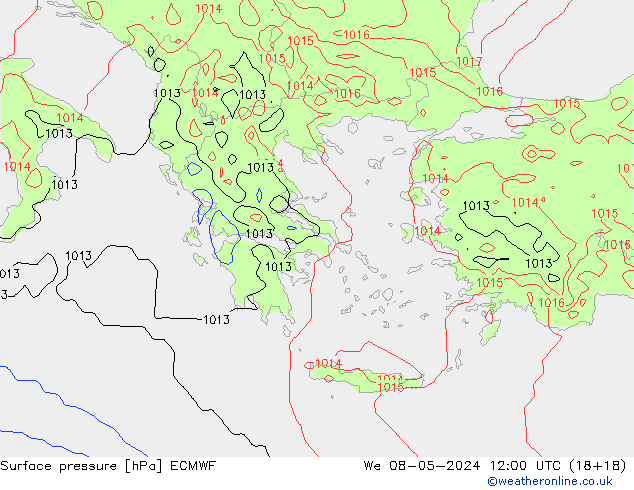 Surface pressure ECMWF We 08.05.2024 12 UTC