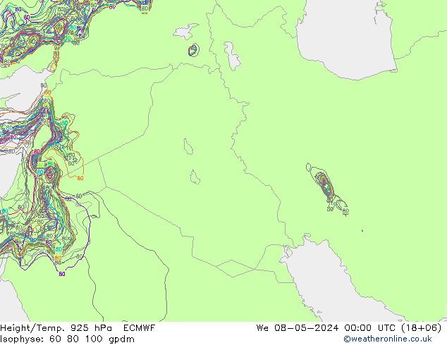 Hoogte/Temp. 925 hPa ECMWF wo 08.05.2024 00 UTC