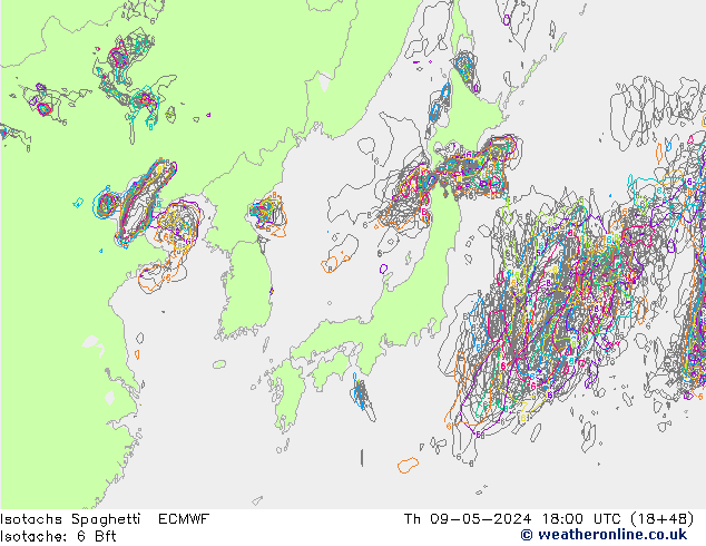 Izotacha Spaghetti ECMWF czw. 09.05.2024 18 UTC