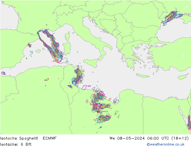 Izotacha Spaghetti ECMWF śro. 08.05.2024 06 UTC