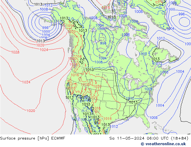 Bodendruck ECMWF Sa 11.05.2024 06 UTC