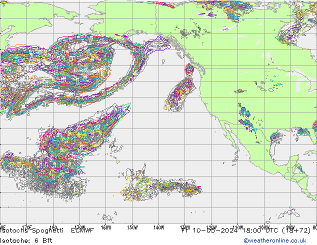 Isotachs Spaghetti ECMWF ven 10.05.2024 18 UTC