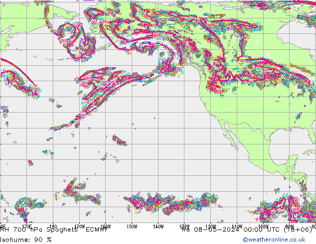 700 hPa Nispi Nem Spaghetti ECMWF Çar 08.05.2024 00 UTC