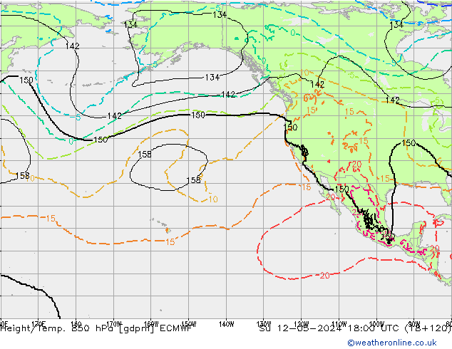 Height/Temp. 850 hPa ECMWF Su 12.05.2024 18 UTC