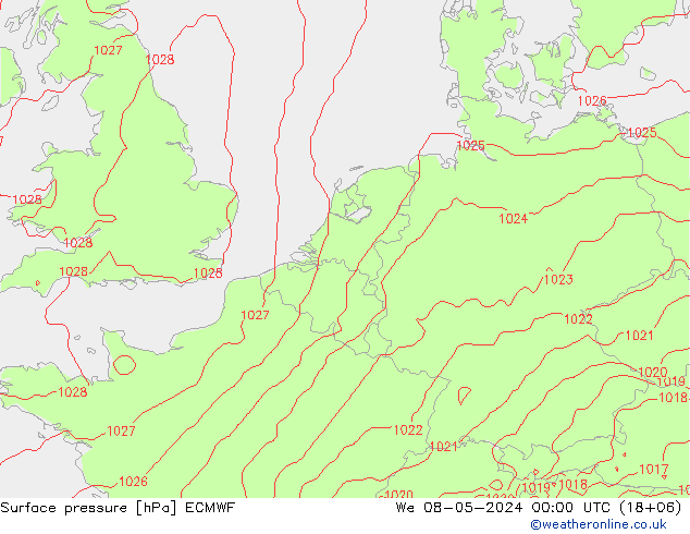 地面气压 ECMWF 星期三 08.05.2024 00 UTC