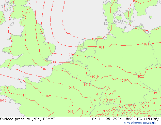 Surface pressure ECMWF Sa 11.05.2024 18 UTC