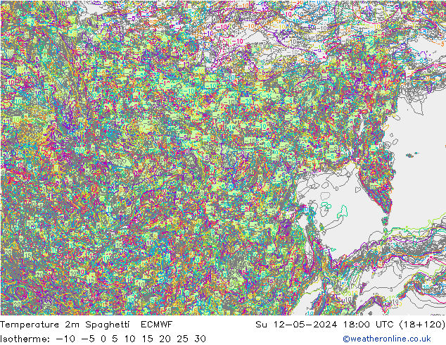 Temperature 2m Spaghetti ECMWF Su 12.05.2024 18 UTC