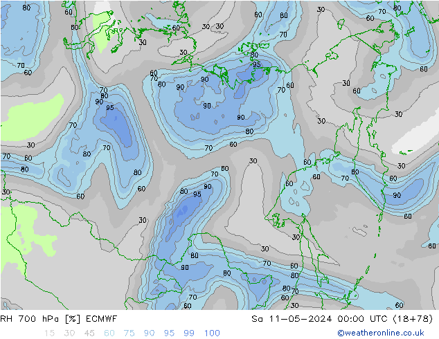 RH 700 hPa ECMWF Sa 11.05.2024 00 UTC