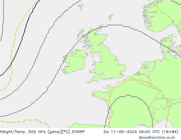 Height/Temp. 500 hPa ECMWF sab 11.05.2024 06 UTC