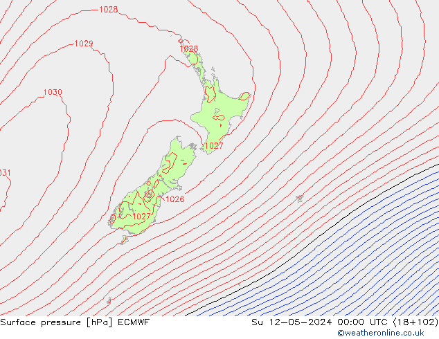 Luchtdruk (Grond) ECMWF zo 12.05.2024 00 UTC