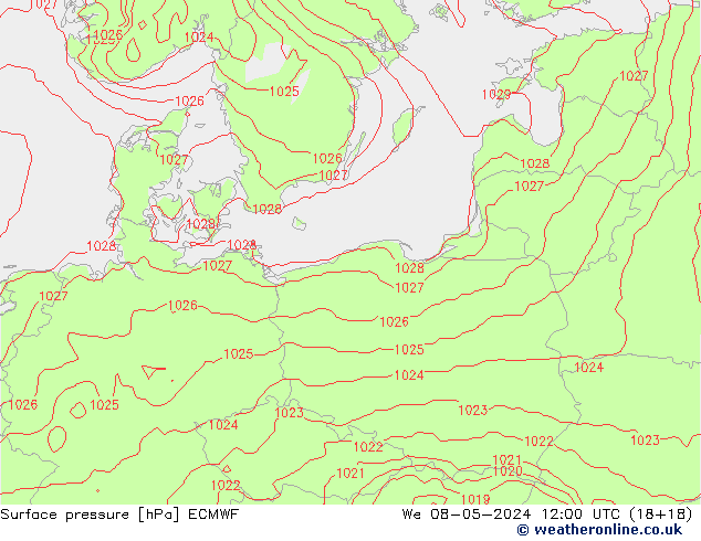 pression de l'air ECMWF mer 08.05.2024 12 UTC