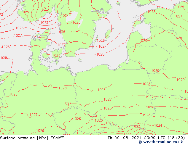 приземное давление ECMWF чт 09.05.2024 00 UTC