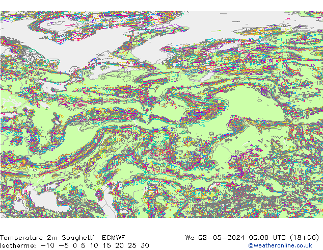mapa temperatury 2m Spaghetti ECMWF śro. 08.05.2024 00 UTC