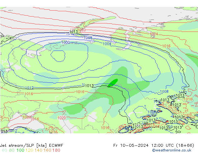 Jet stream/SLP ECMWF Fr 10.05.2024 12 UTC
